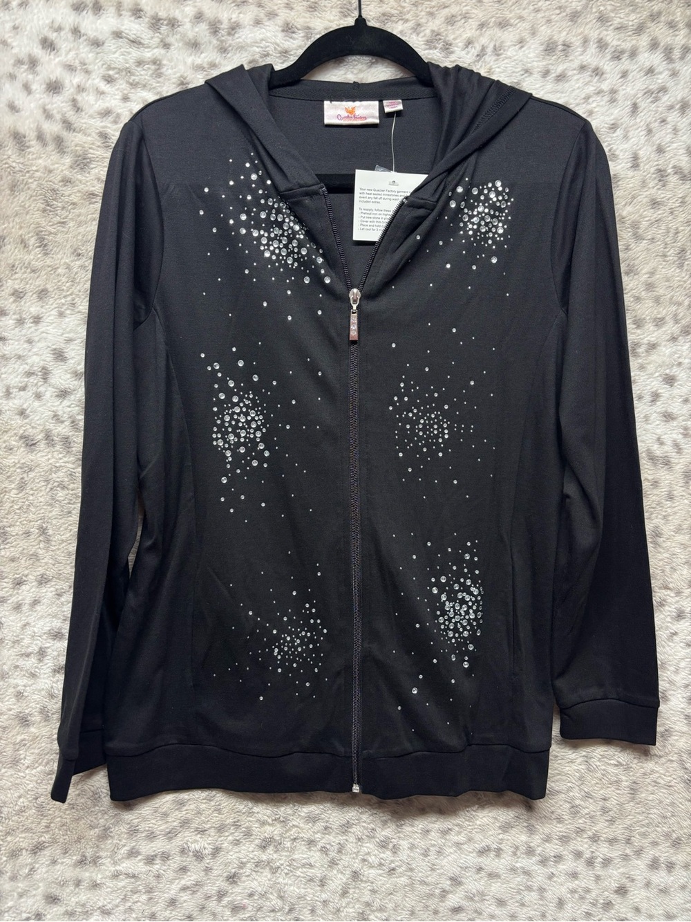 Y2K QUACKER FACTORY EMBELLISHED ZIP UP LIGHT WEIGHT HOODIE